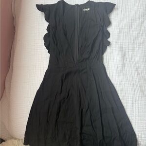 Reformation Elegant Black Ruffle Mini Dress